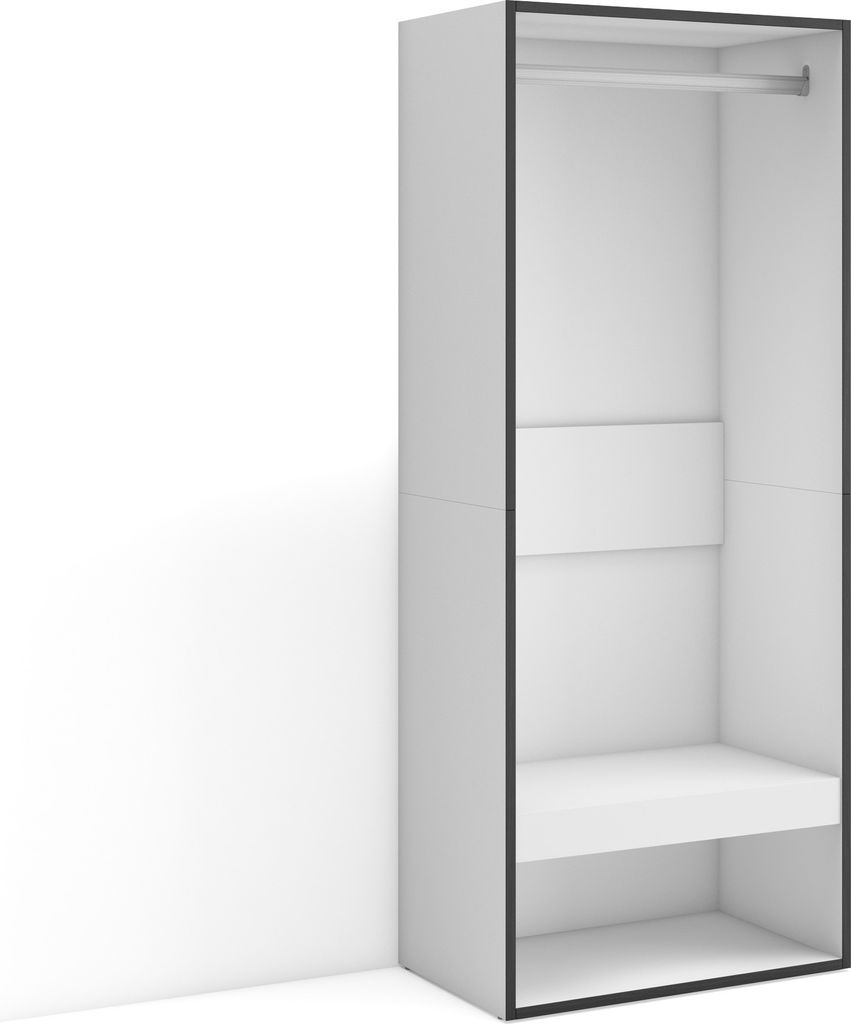 Offener Kleiderschrank, 60x35x145 cm, Für Schlafzimmer, Zimmer, Garderobenschrank, Weiß