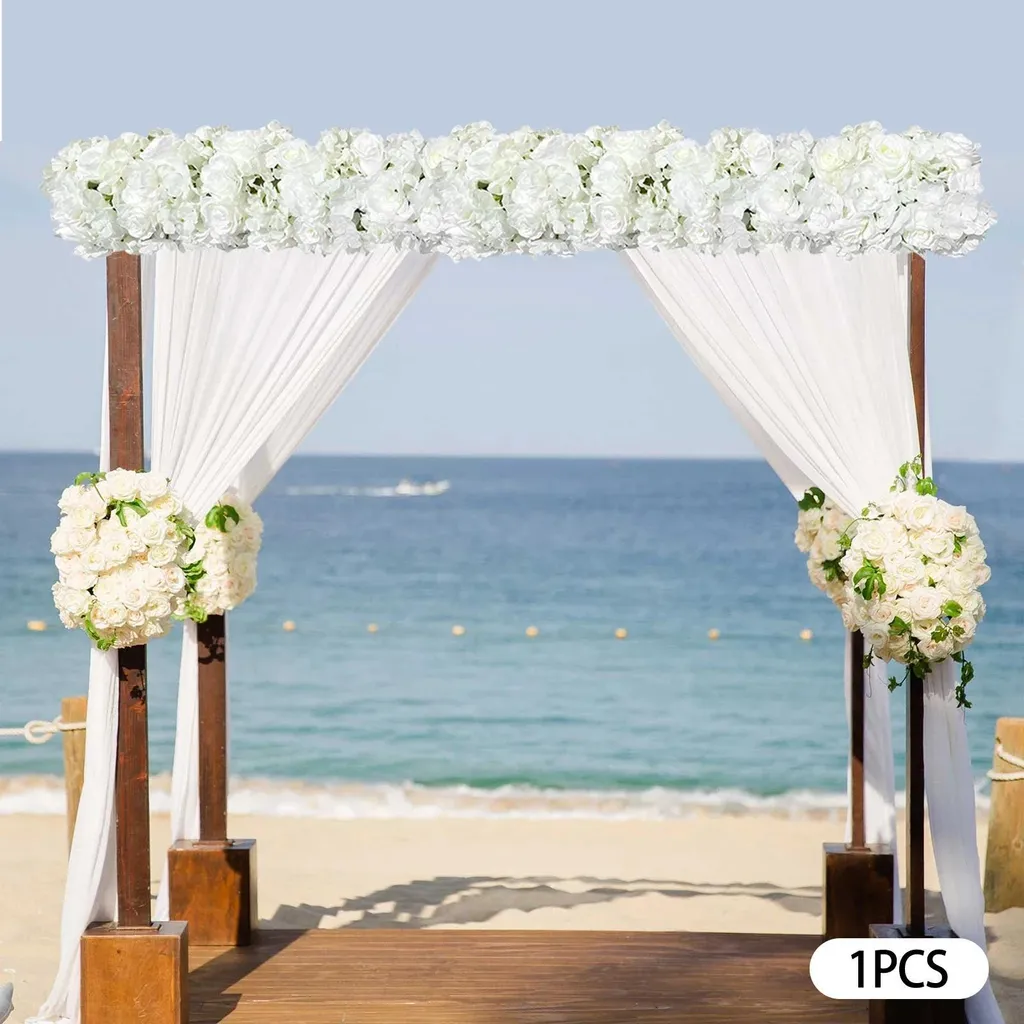 Yurosiay Ghirlanda di rose artificiali, 2,4 m, 2 pezzi, 2,4 m, finte, con fiori artificiali, in seta, per matrimoni, feste, giardino, blu scuro