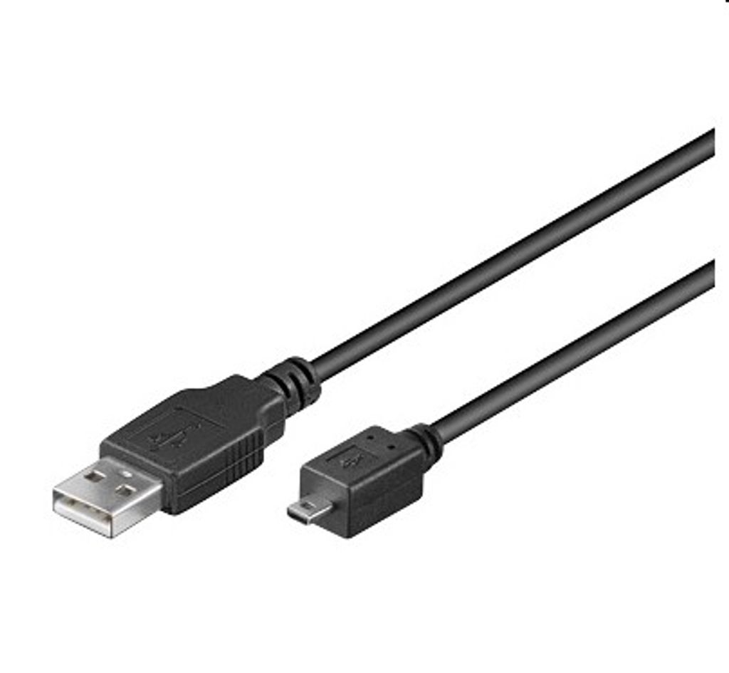 A black USB cable with a standard USB-A connector on one end and a micro-USB connector on the other, shown against a white background.