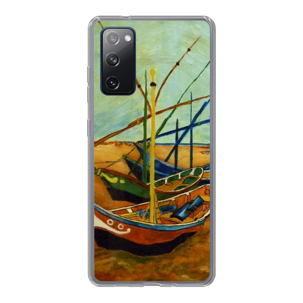 MuchoWow Handyhülle Schutzhülle Hülle für Samsung Galaxy S20 FE Fischerboote am Strand - Vincent van Gogh Silikon Softcase Handy Hülle - Abd...
