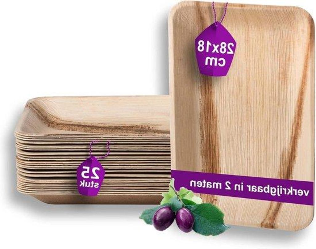 Biologisches Wegwerfservice - 25x Rechteckiges Teller 28x18 cm - Kompostierbar - Umweltfreundlich wie Bambus - Nachhaltige Wegwerfteller