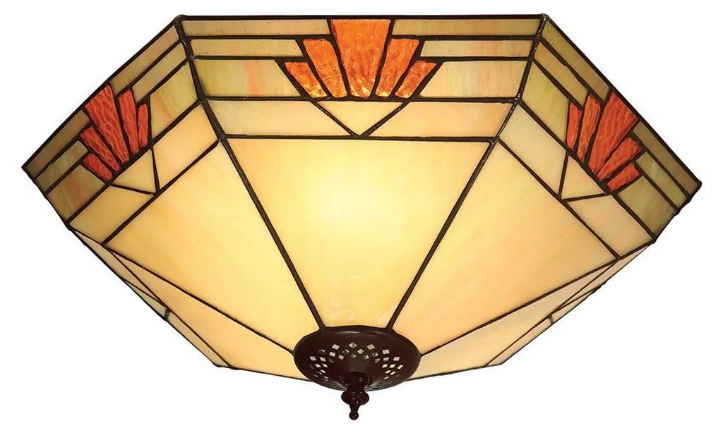 Plafonnier design pour salon style Tiffany brun NEVADA en verre 40x40cm