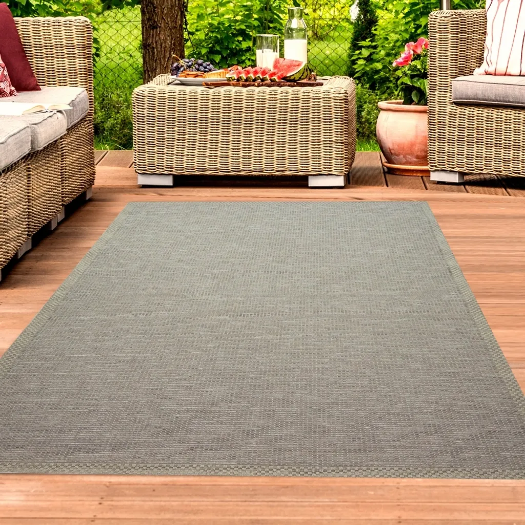 Tapis polyvalent intérieur et extérieur aspect sisal beige gris 140x200