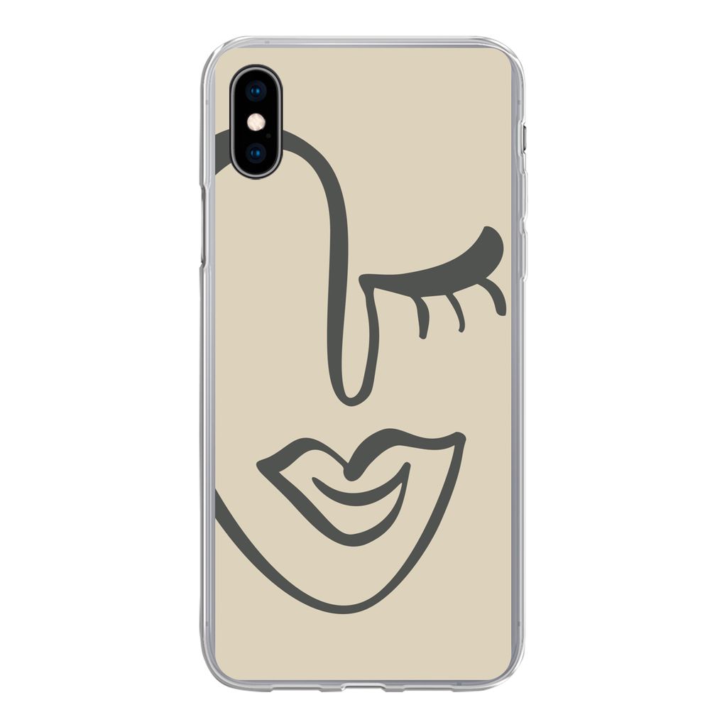 MuchoWow Handyhülle Schutzhülle Hülle für iPhone Xs Frau - Gesicht - Kunst Silikon Softcase Handy Hülle - Handytasche