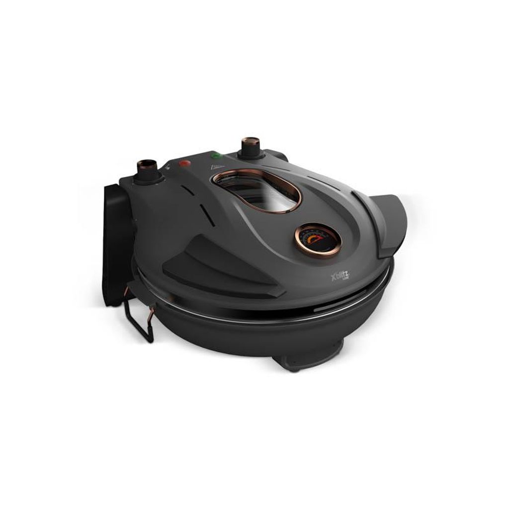 Xblitz Fornello Pizzaofen, Elektrischer Pizza-Ofen bis 400°C, mit Cordierit-Pizzastein, für knusprige Pizza, 1200W, Schwarz, inkl. 2 Pizzaschieber