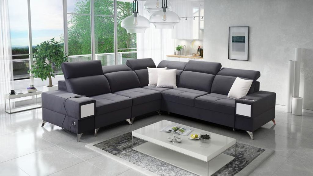 IM Sofa Eckcouch mit Schlaffunktion Ecksofa L-Form DEOS III Grau Stoff CASABLANCA 2315 Links Hochwertige Qualität