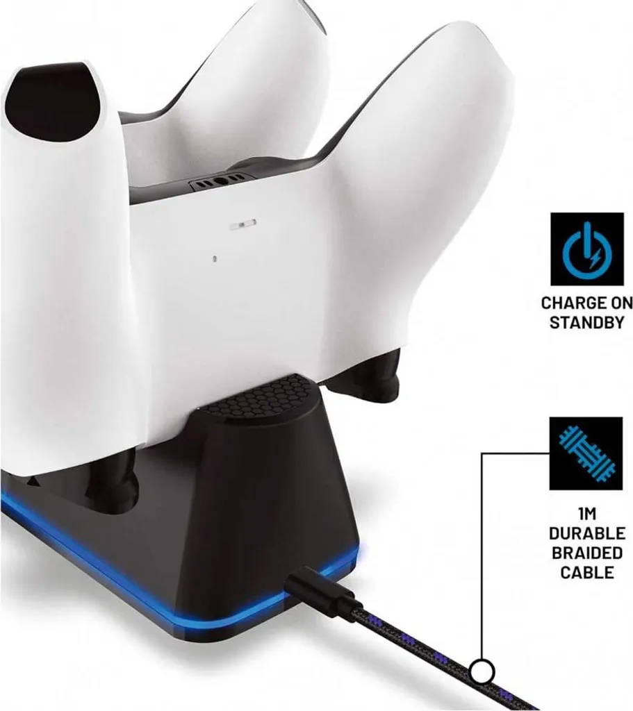 Chargeur PS5 double noir STEALTH avec indicateurs LED et charge rapide