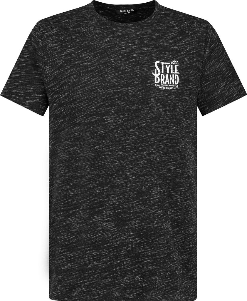 Sublevel Meliertes T-Shirt mit Rundhals und Print Größe: XL