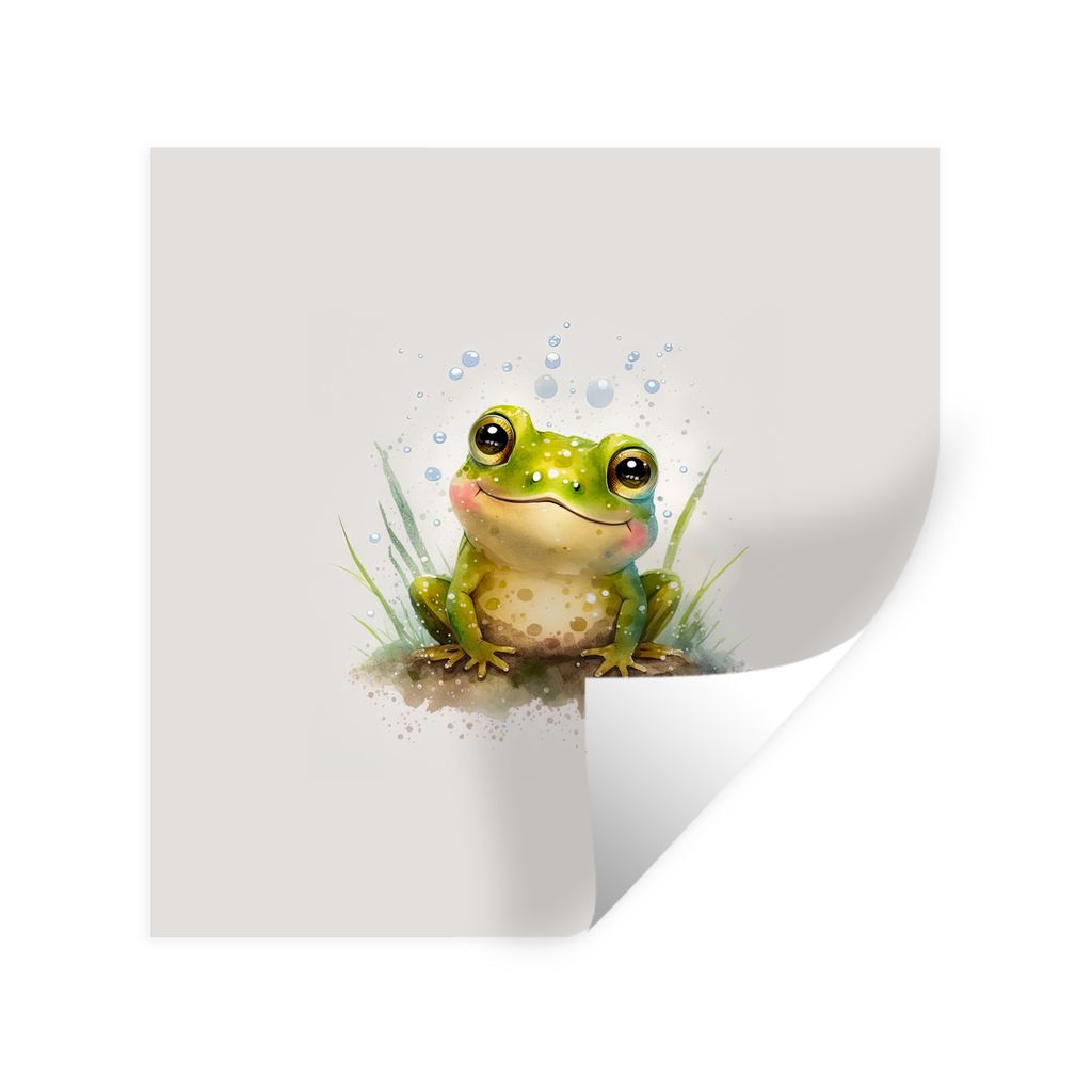 MuchoWow Wandtattoo Wandsticker Wandaufkleber Frosch - Grün - Aquarell - Tiere - Junge - Mädchen 30x30 cm Selbstklebend und Repositionierbar - ...