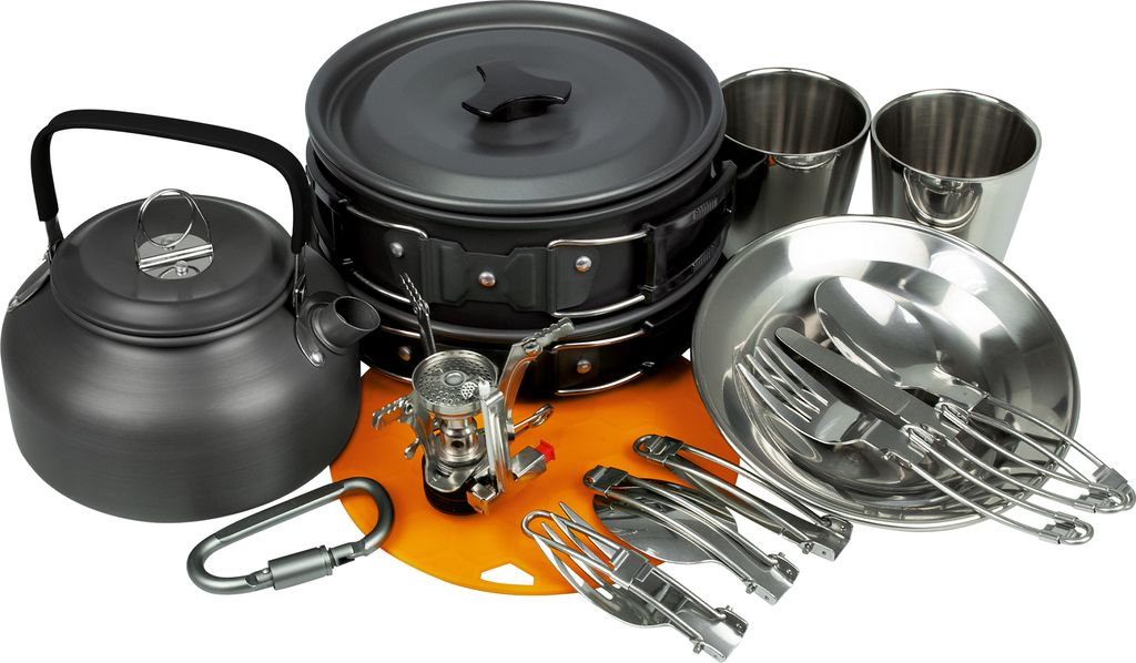 Camping Geschirr Set 14-teilig für Outdoor Küche, Wandern & Produktbild
