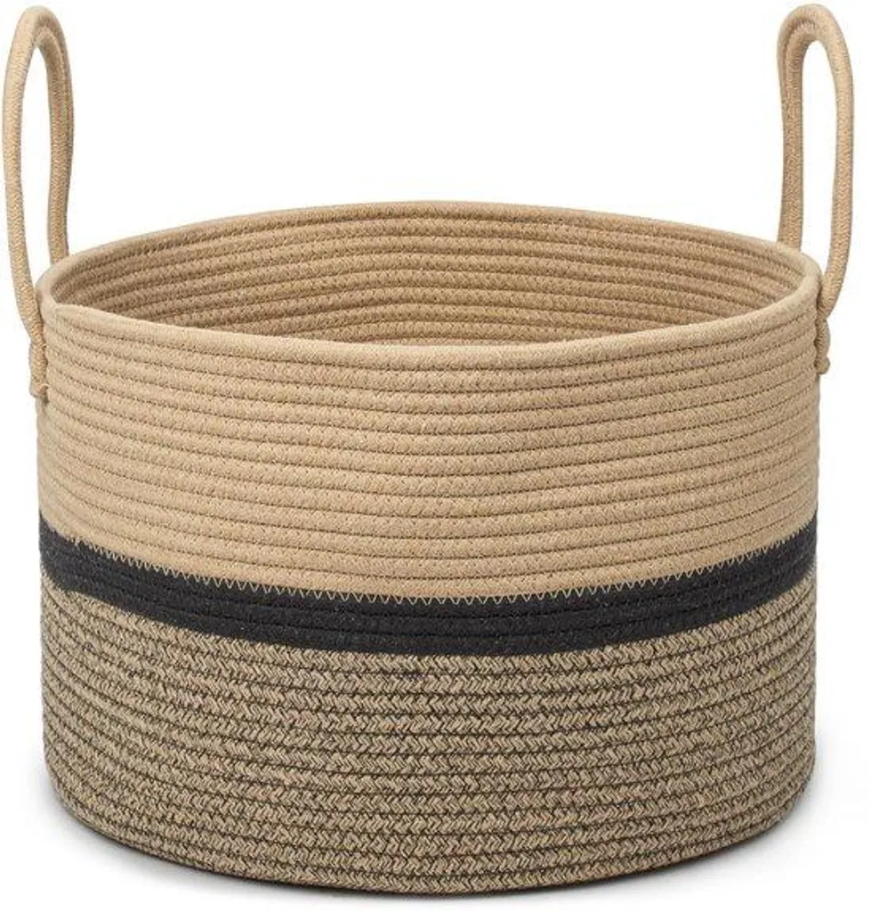 Corbeille de rangement ronde en coton tressé 32 L coloris marron chic