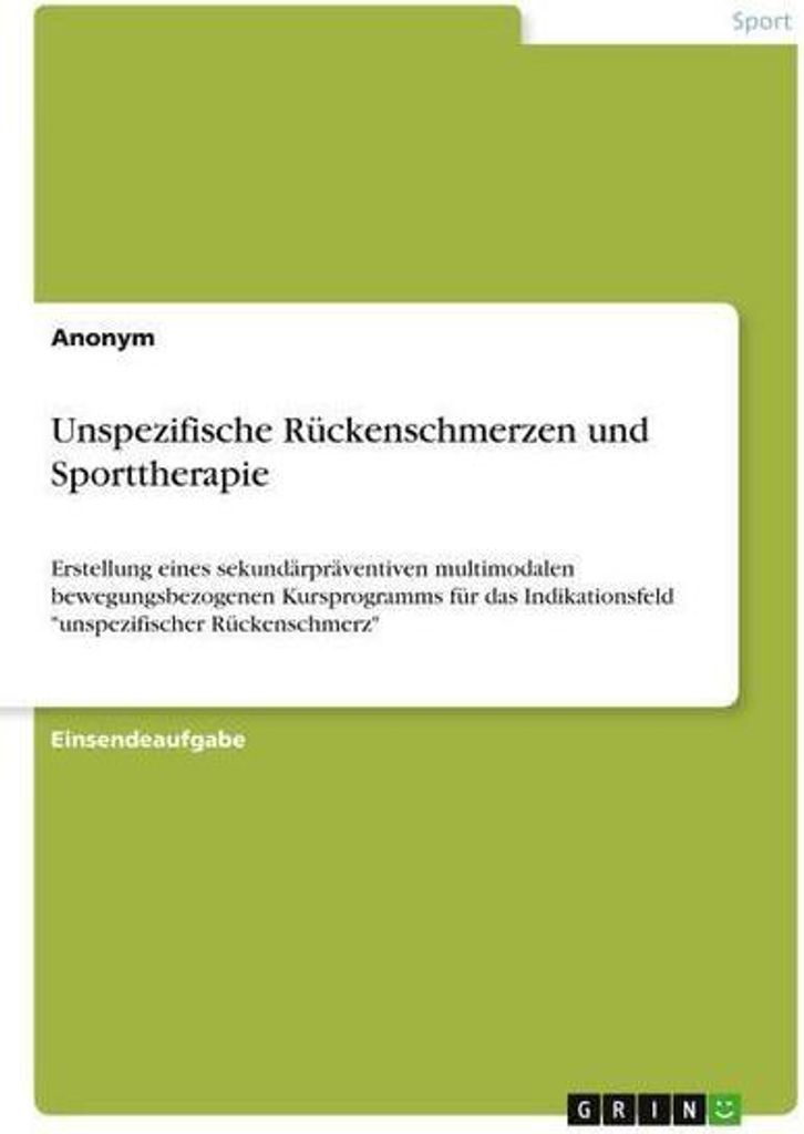 Unspezifische Rückenschmerzen und Sporttherapie