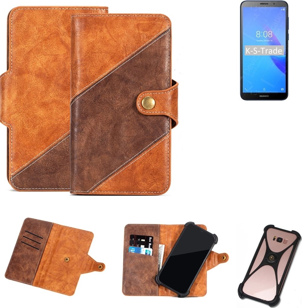 K-S-Trade Handy-Hülle Schutz-Hülle Bookstyle Case Wallet-Case kompatibel mit Huawei Y5 Lite 2018 Handy Cover Bumper Kantenschutz Smartphone