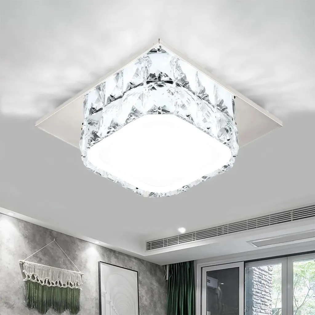 Éclairage de plafond cristal LED 16W pour salon et couloir blanc froid
