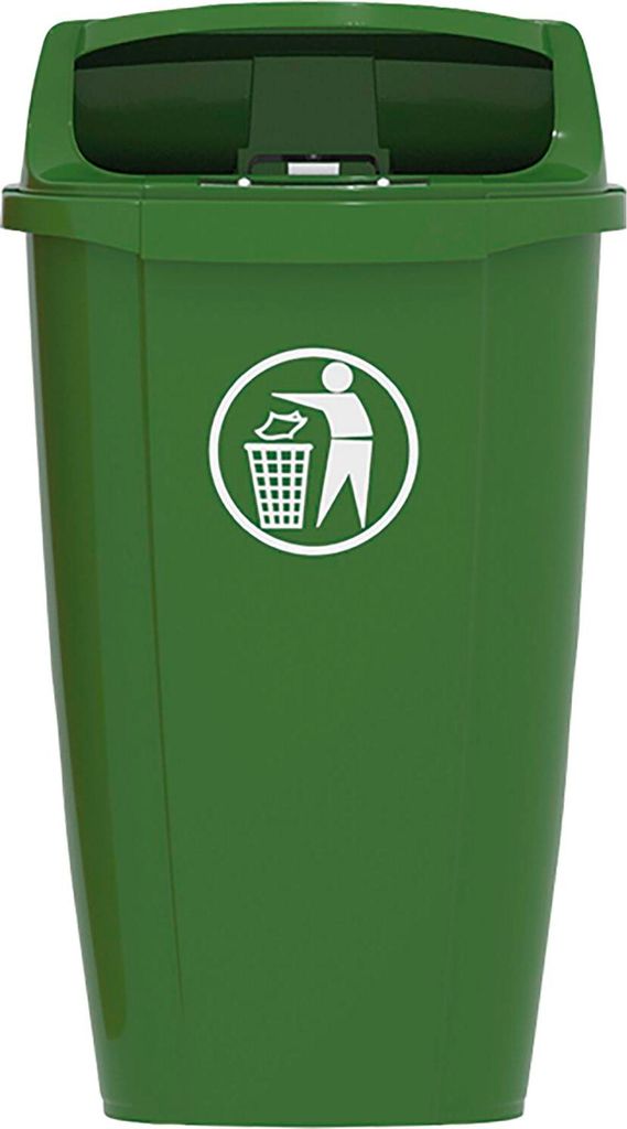 Papierkorb Mülleimer 50 Liter grün - HDPE, Wandmontage, Dreikantschlüssel, temperaturbeständig für den Außenbereich