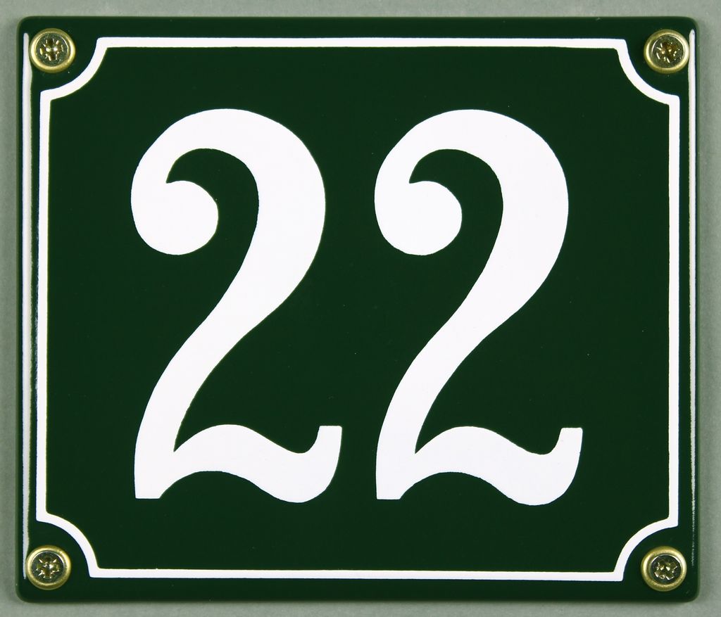 Hausnummernschild 22 grün 12x14 cm  Schild Emaille Produktbild 