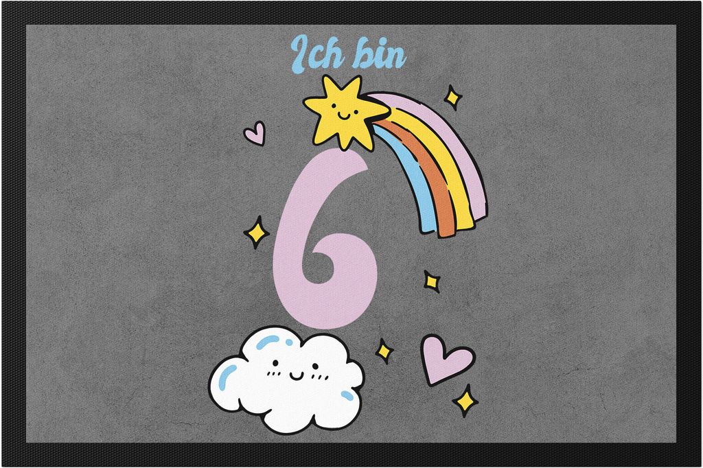 6 Jahre alt Kindergeburtstag Fußmatte süße Motive Kinder Milchkanne Happy Birthday Alles Liebe zum Geburtstag