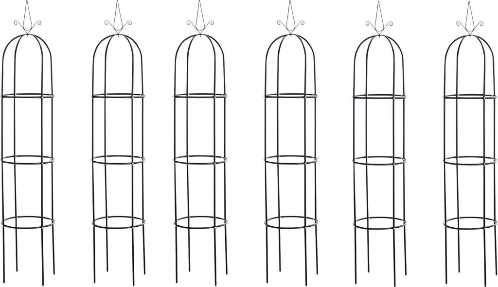 CLP Rankhilfe Romantika aus Metall | Witterungsbeständige freistehende Ranksäule | Durchmesser: 38 cm | Höhe: 190 cm schwarz Größe 6er Set