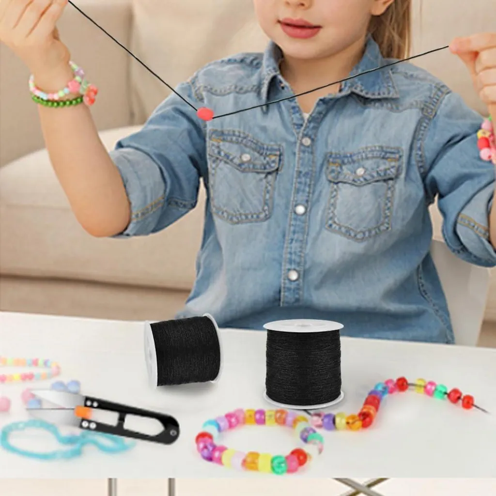 Fil macramé noir 1mm pour création de bracelets et colliers faits main - 3