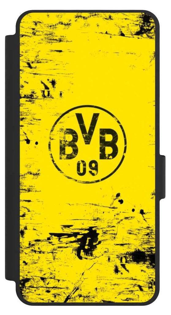 NIVOCASE Klapphülle für Samsung Galaxy S26 Handyhülle aus Kunst Leder NIVOflip schwarz BVB Borussia Dortmund Offizielles Lizenzprodukt