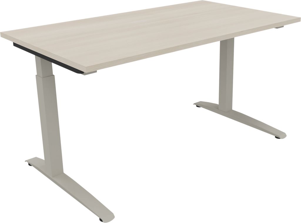 Schreibtisch Kufe Einzels. Quadrat B1400xT800xH650-850 si/Akazie hell