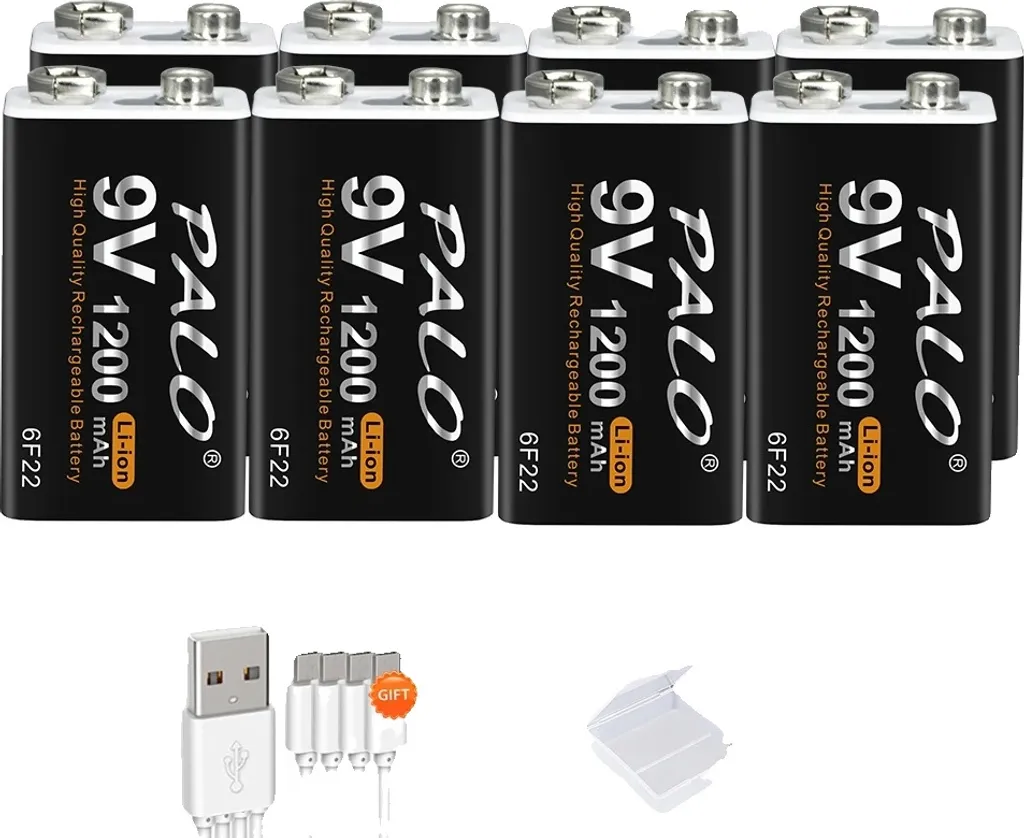 Lot 8 Batteries 9V pour Micro Sans Fil et Détecteur de Fumée Rechargeables