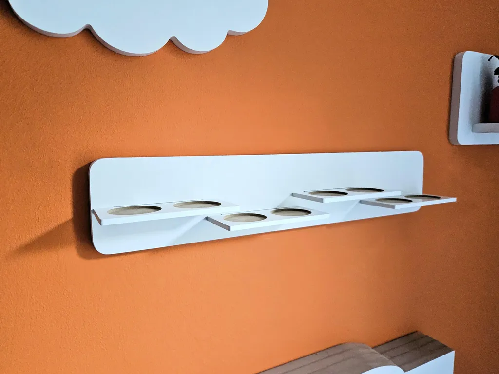 Présentoir Disney pour boîtiers audio Tonies à une rangée en bois blanc