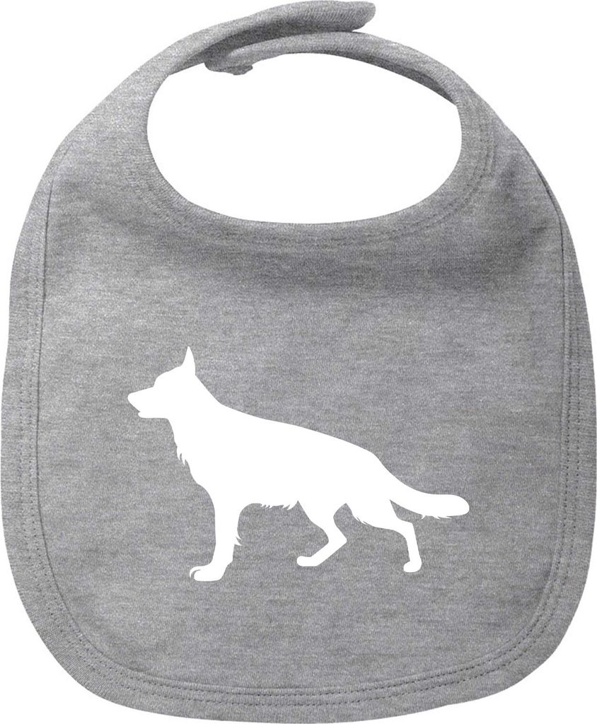 Huuraa Baby Lätzchen Deutscher Schäferhund Silhouette Heather Grey Klettverschluss Baumwolle Latz Geschenkidee