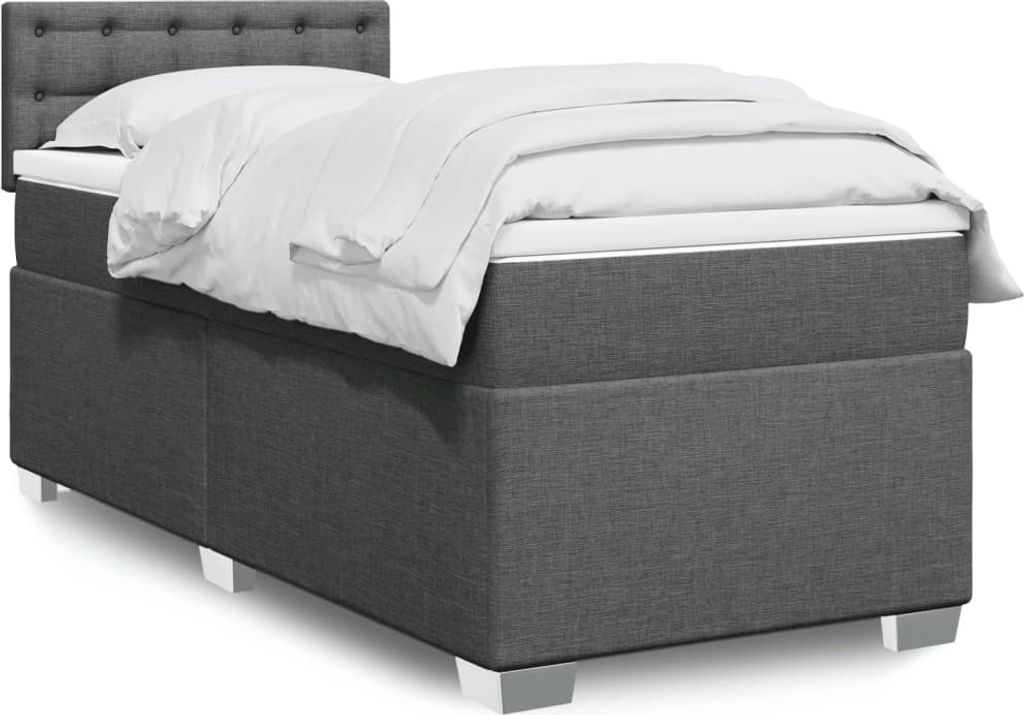 Maison Exclusive - Boxspringbett mit Matratze Dunkelgrau 90x200 cm Stoff