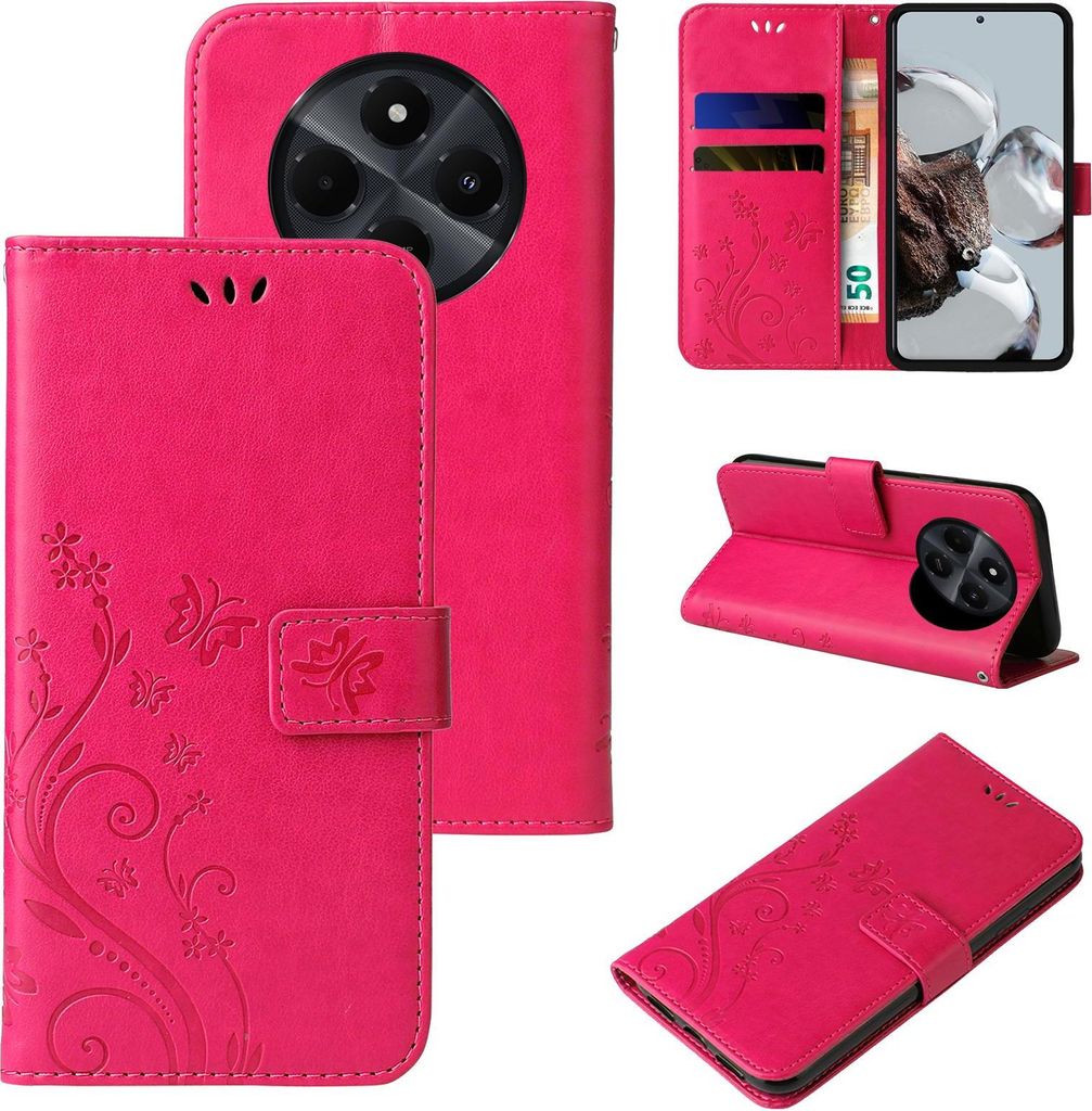 Handyhülle für Xiaomi Redmi 14C Floral Blumen Schmetterling Produktbild 