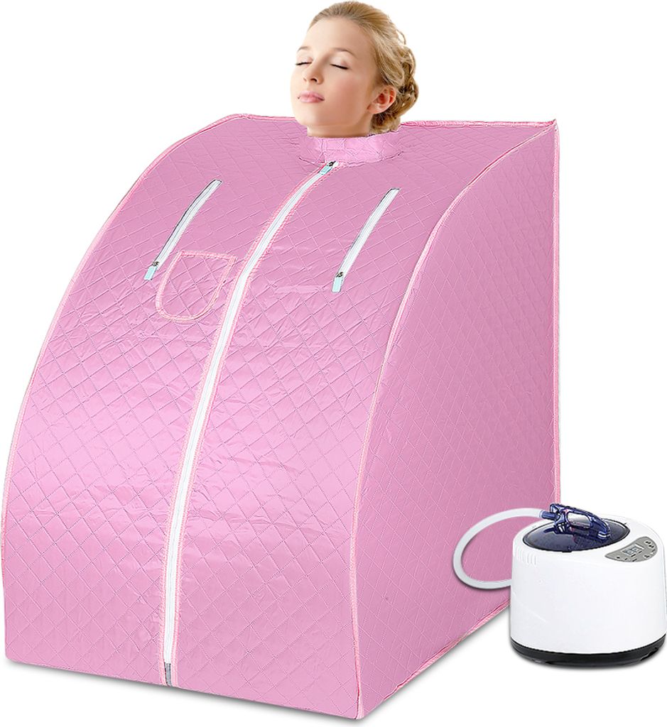 Dampfsauna Wärmekabine Sauna-Box Home Sauna mit Timer & 10 Temperaturstufen Sitzsauna 1000W Rosa
