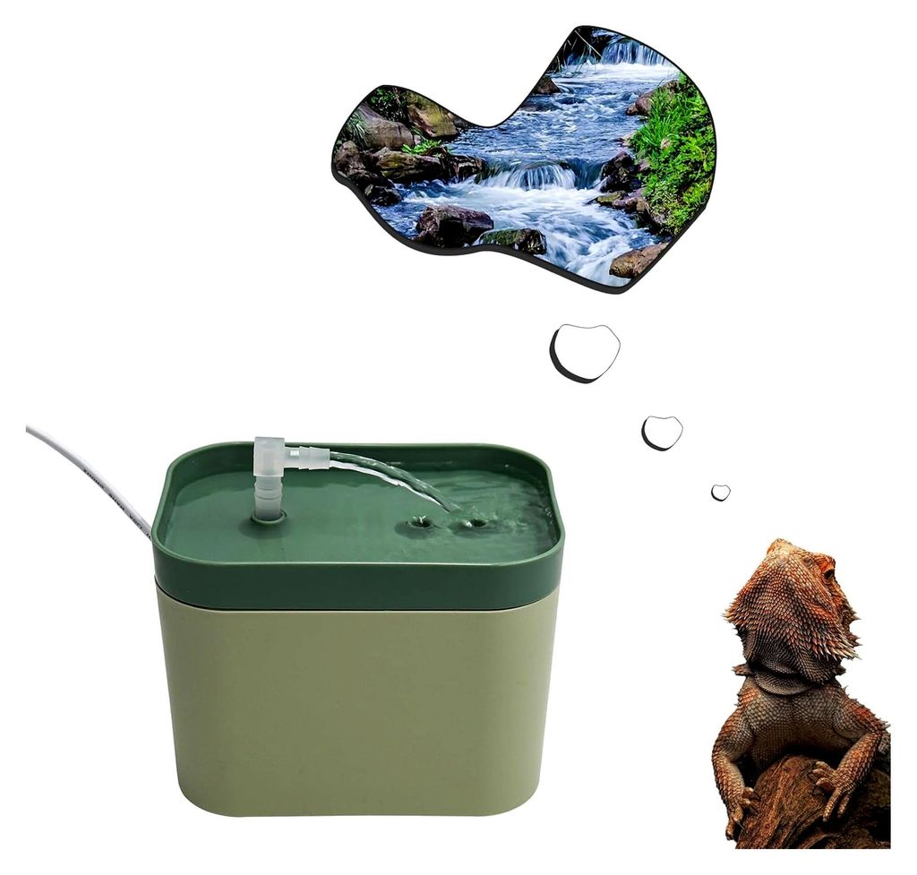 Wasserschale für Reptilien mit Filtersystem, Trinkbrunnen für Echsen, Zubehör für Terrarien, Wasserfall-Habitat für Bartagamen, Leopardgeckos,...