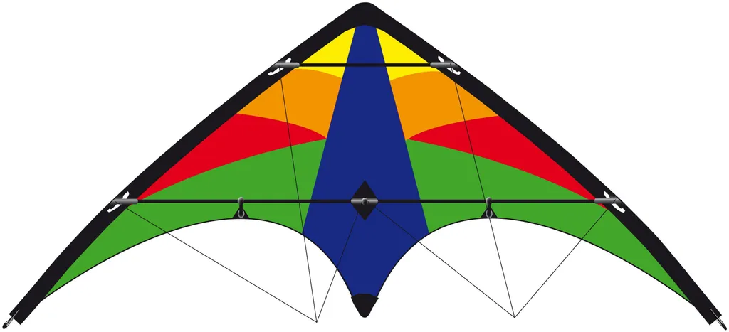 Cerf-volant Delta Stunt Pilot multicolore avec armature fibre de verre