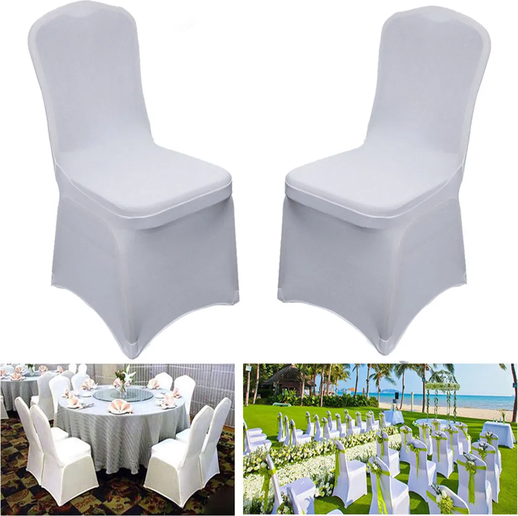 WISFOR 50 Housses de Chaise Stretch Blanches pour Mariage et Réception - 10