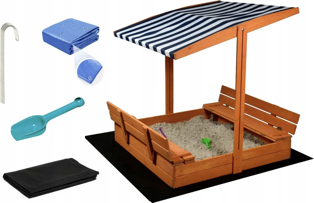 Sabbiera in Legno con Panca e Copertura | Giochi da Giardino in Pino FSC