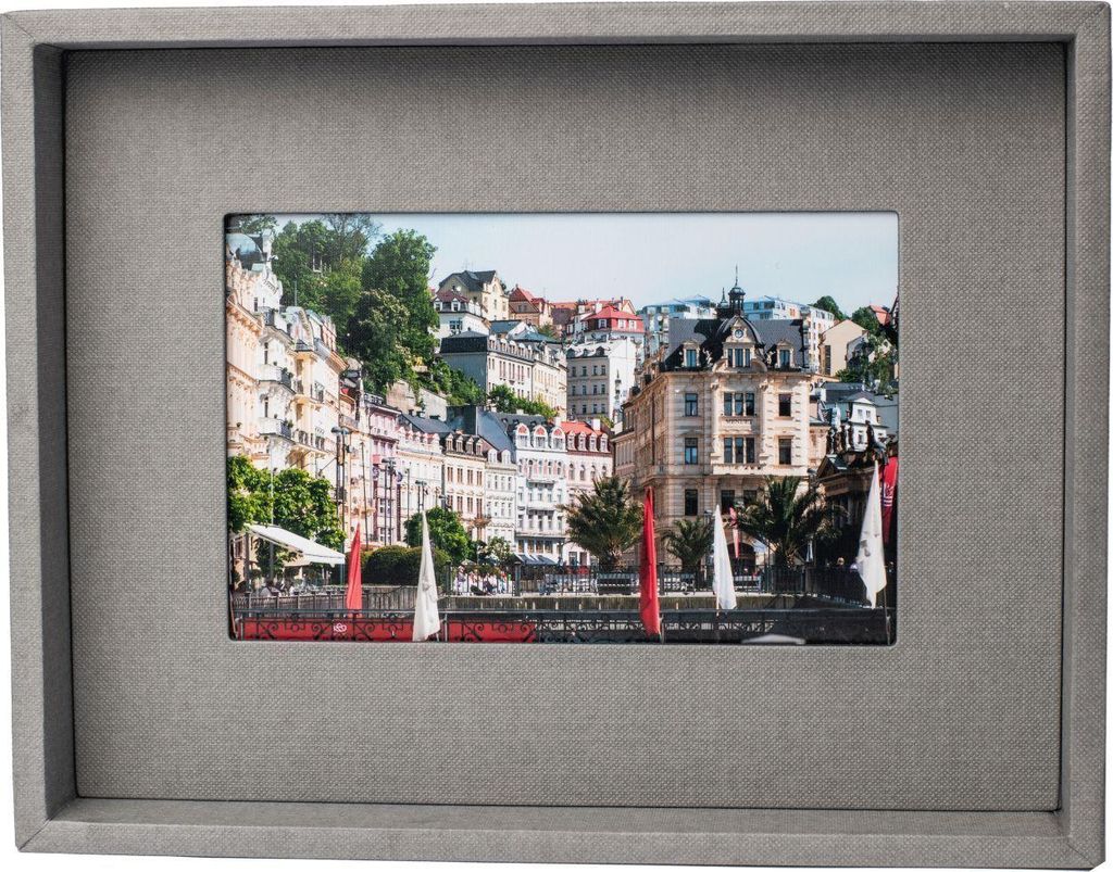 HNFD Passepartout Bilderrahmen 10x15 cm grau zum Aufstellen und Aufhängen 3D