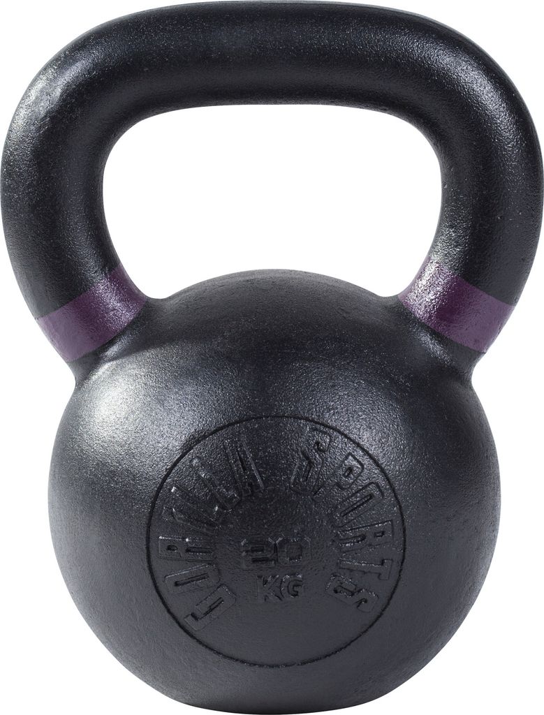 GORILLA SPORTS Kettlebell - 20kg Gewichte, Gusseisen, Schwarz mit Farbmarkierungen - Kugelhantel, Kugelgewicht, Schwunghantel, Krafttraining Gewi...