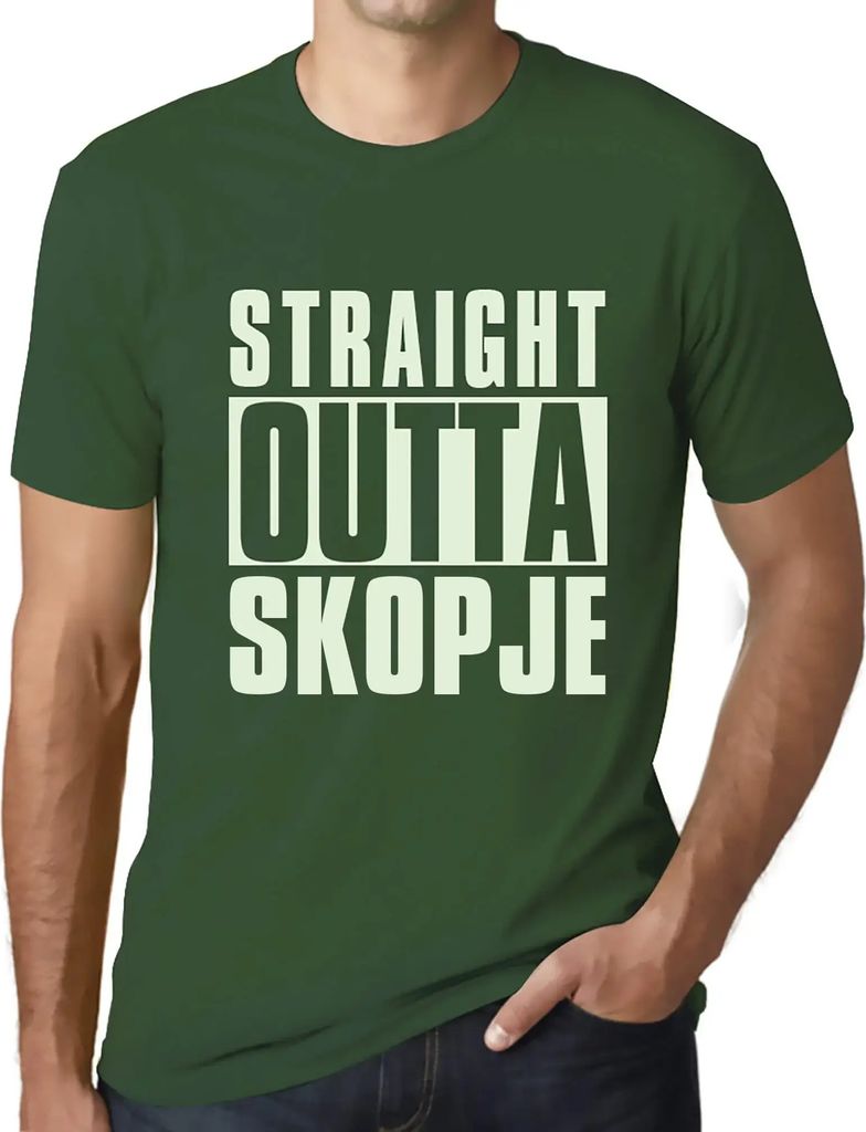 Herren Grafik T-Shirt Direkt aus Skopje – Straight Outta Skopje – Öko-Verantwortlich Vintage Jahrgang Kurzarm Lustige Druck Geburtstag Geschen...