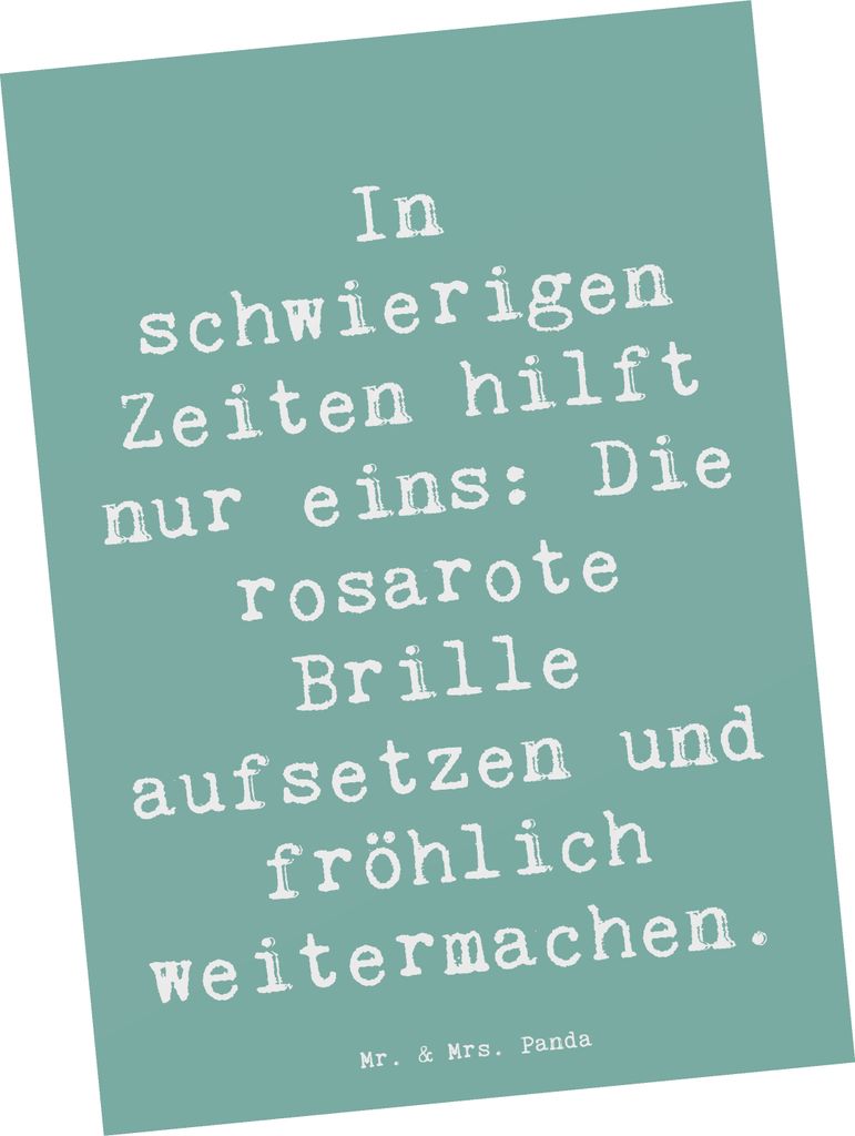 Mr. & Mrs. Panda Postkarte Spruch Hoffnung in schwierigen Zeiten - Meeresbrise - Geschenk, einzelkarte, Postkarten, Motivation, Stimmung, Inspirati...