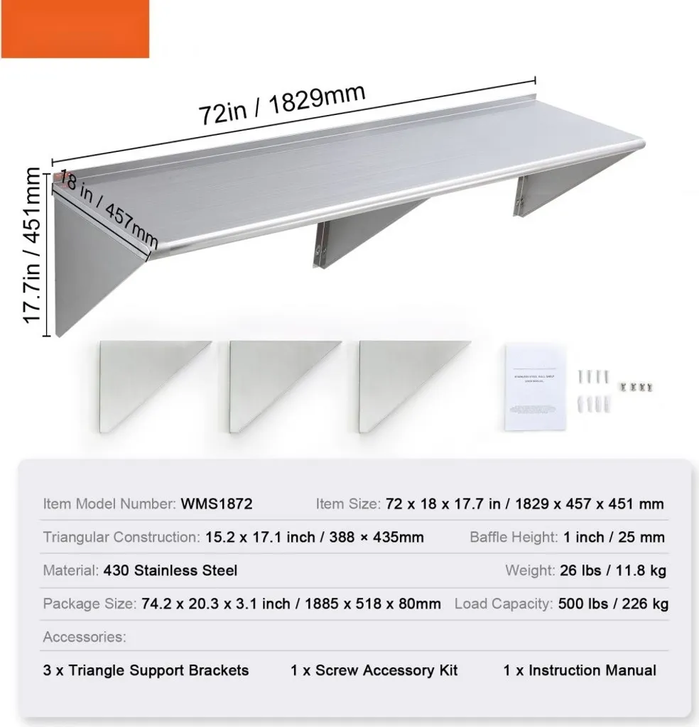 Étagère murale inox 183 cm : solution rangement contre l'encombrement pro - 7