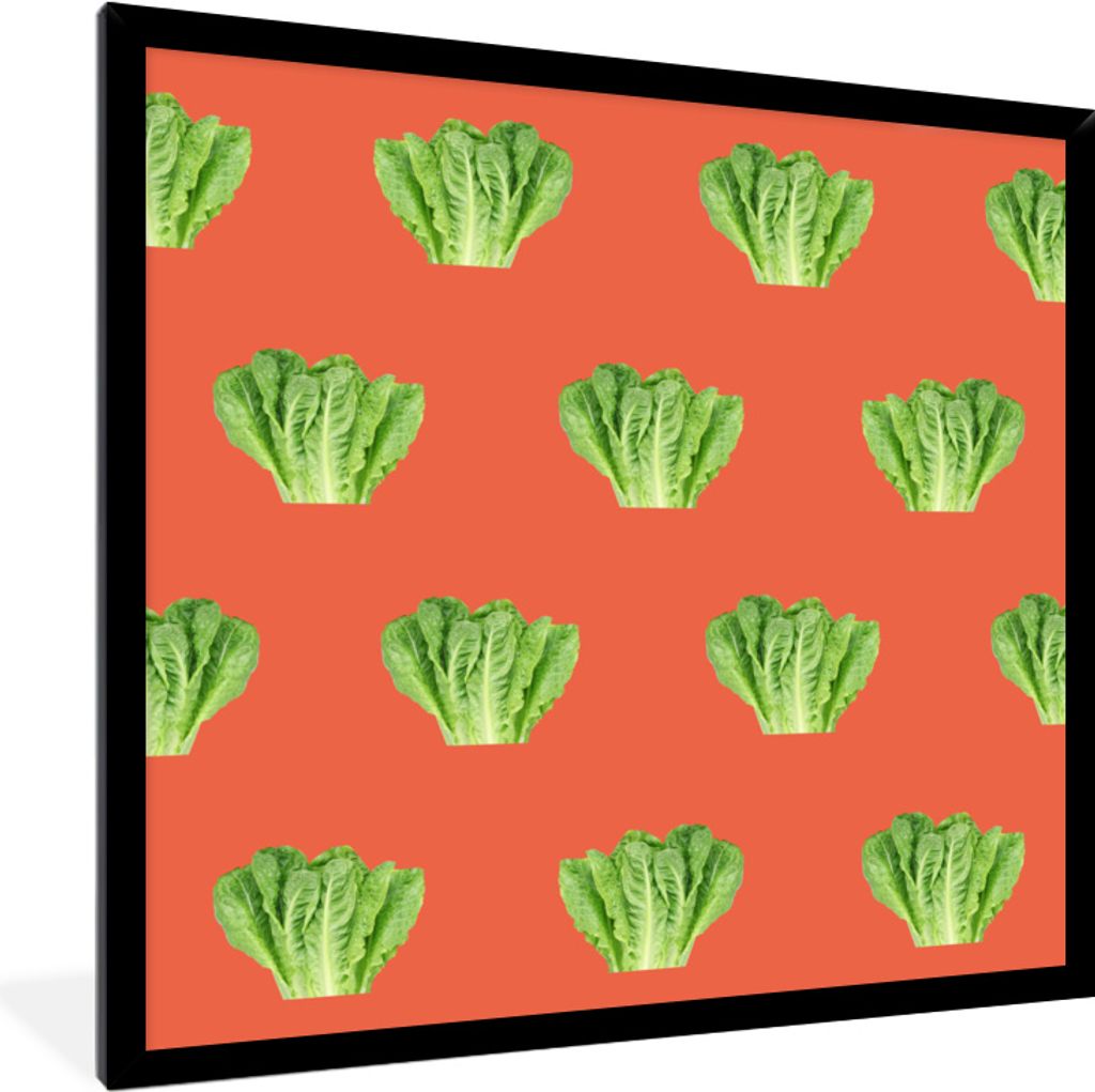 MuchoWow MuchoWow Gerahmtes Poster Gemüse - Muster - Rot 40x40 cm - Poster mit zchwarzem Bilderrahmen - Mit Rahmen - Wanddekoration Schlafzimmer