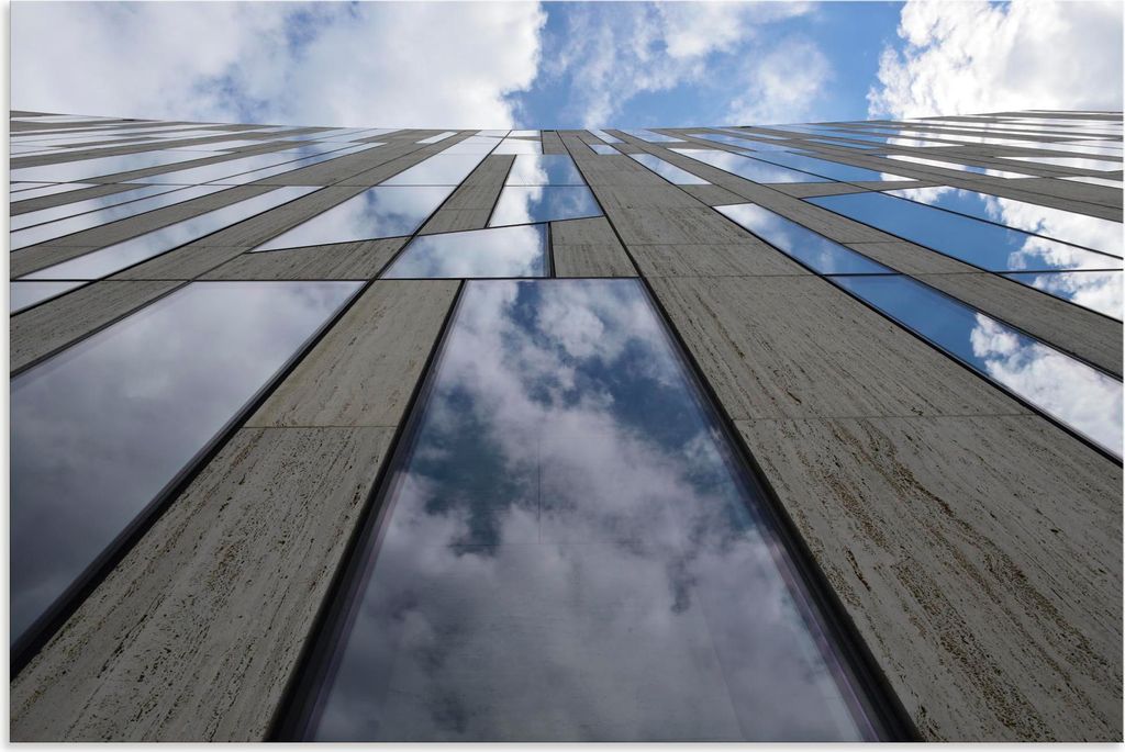 ARTland Wandbild Alu für Innen & Outdoor Fassade eines Hauses in Düsseldorf Größe: 120x80 cm