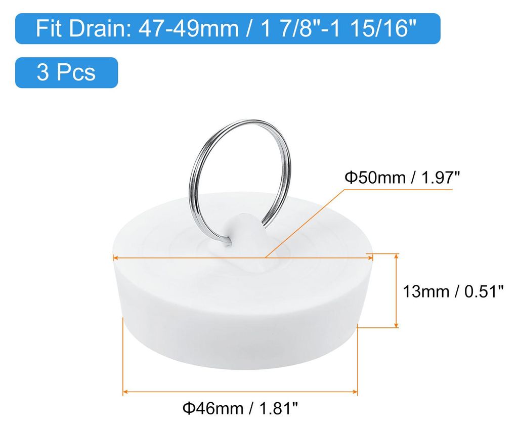 3 Stš¹ck Gummibeckenst?psel, Badewannenablaufstopfen passend fš¹r 47-49mm Abflussbeckenstopfen Dichtung mit Aufh?nger fš¹r Badezimmer Kš¹ch...