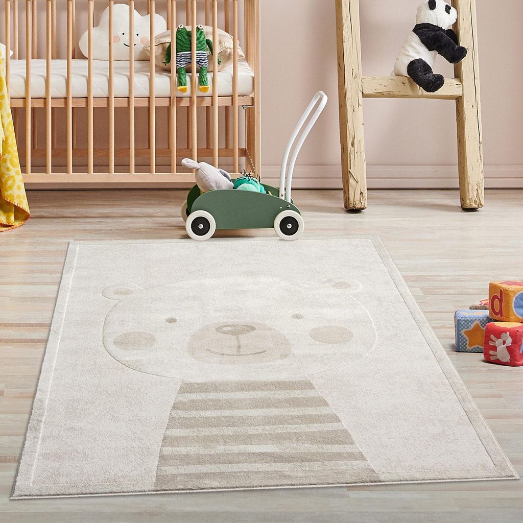 Kinderteppich Creme, Beige - 120x160 cm - Tier-Motiv Produktbild 