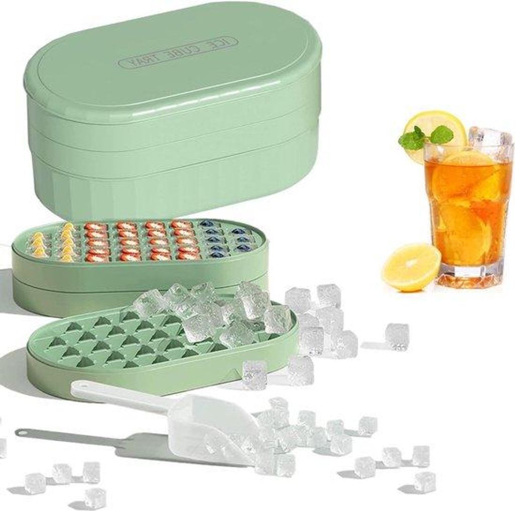 Silikonische Eiswürfelbox mit Deckel - 72 Eiswürfel - Eisbehälter - Eiswürfelschneider - Babyzubehör für Alkoholhaltige Getränke