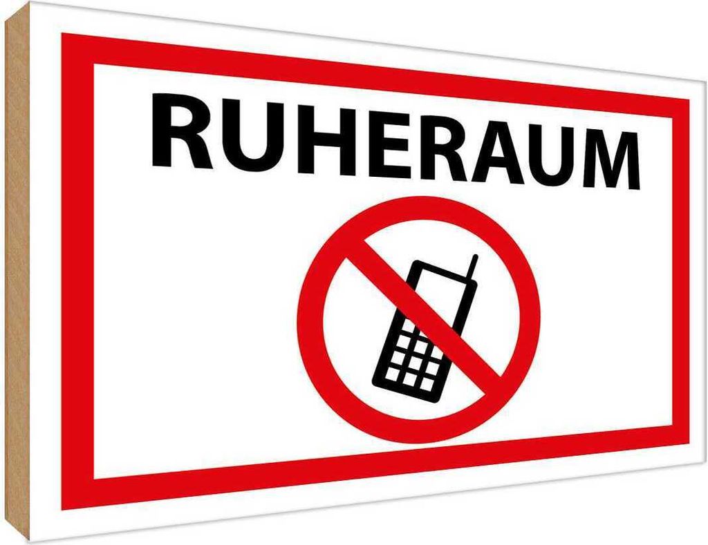 vianmo Holzschild 30x40 cm Ruheraum Handy verboten Warnschild Hinweisschild