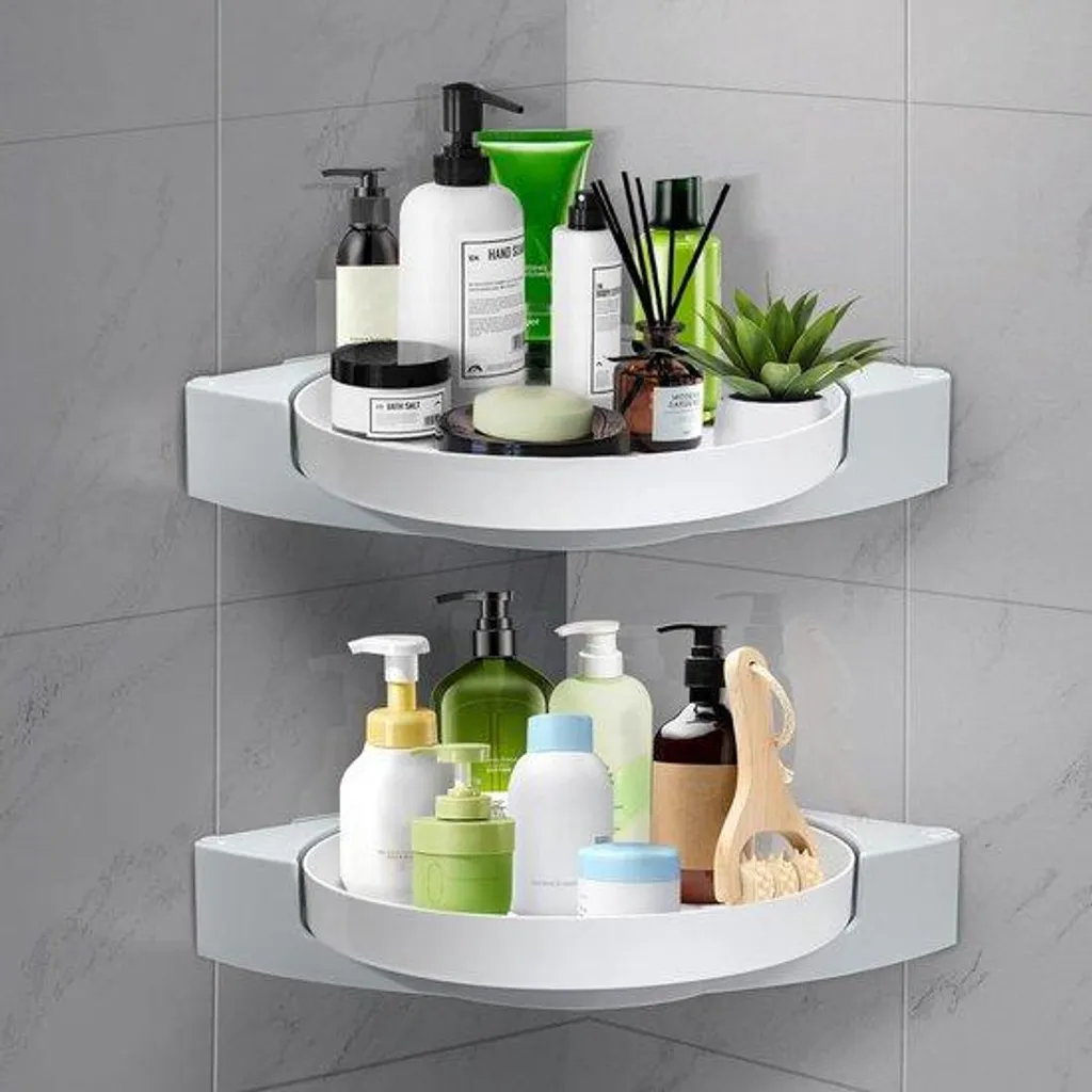 Étagère pivotante blanche pour salle de bain avec tablette incluse