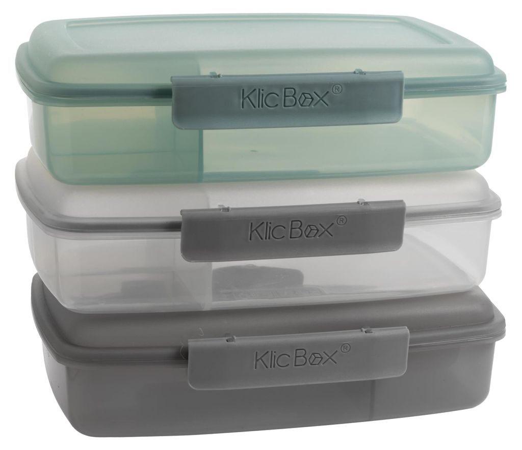 Lunchbox mit Fächern 3er Set, auslaufsicher, Spülmaschinen- & Mikrowellengeeignet