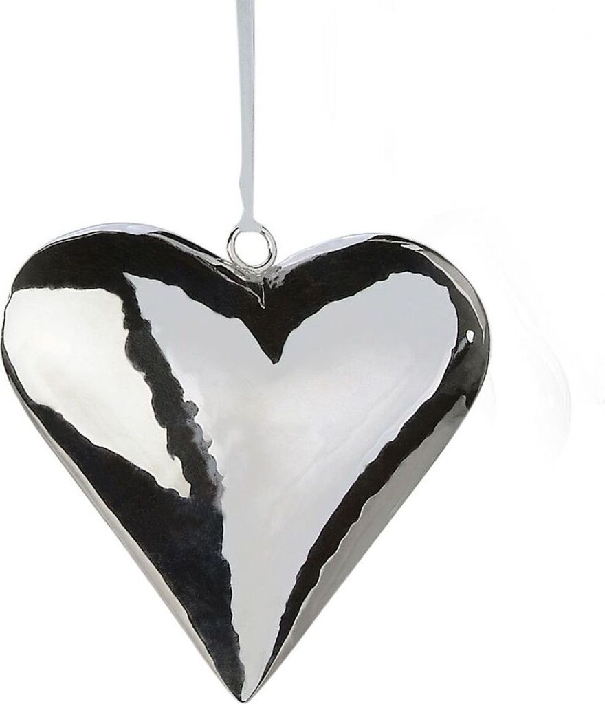Deko Herz zum Hängen, 15 cm, silber