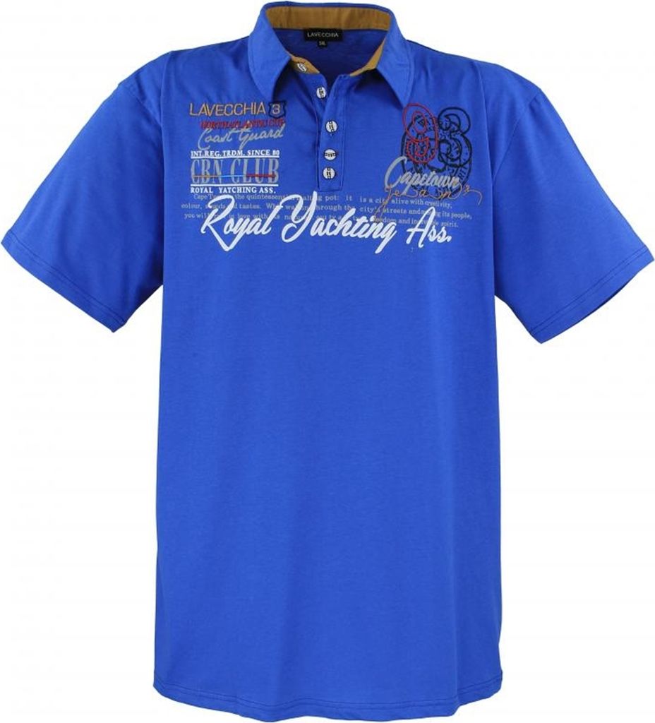 Übergrössen Hippes Poloshirt Kurzarm LAVECCHIA Royalblau 4XL